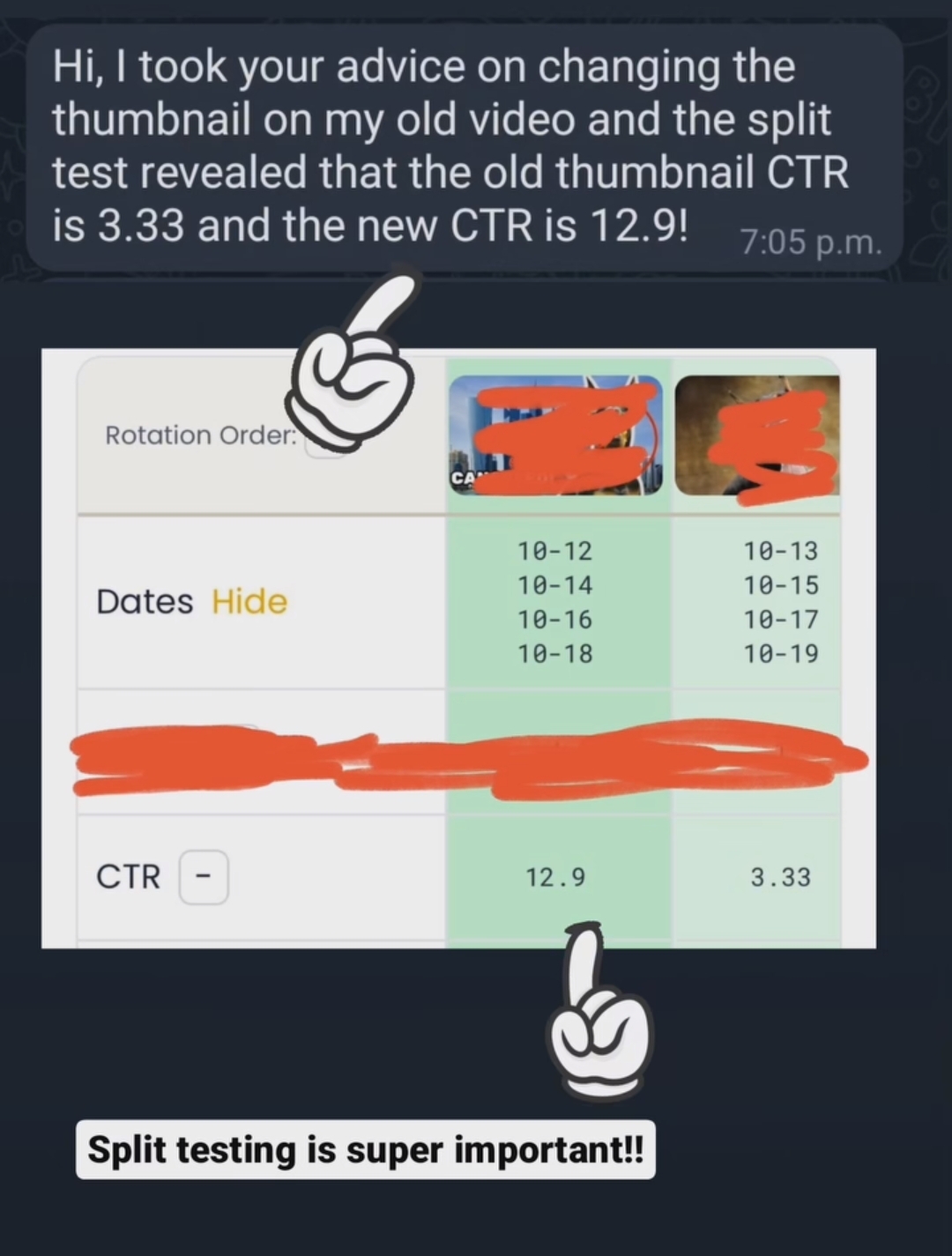Paulina, thumbnail split test